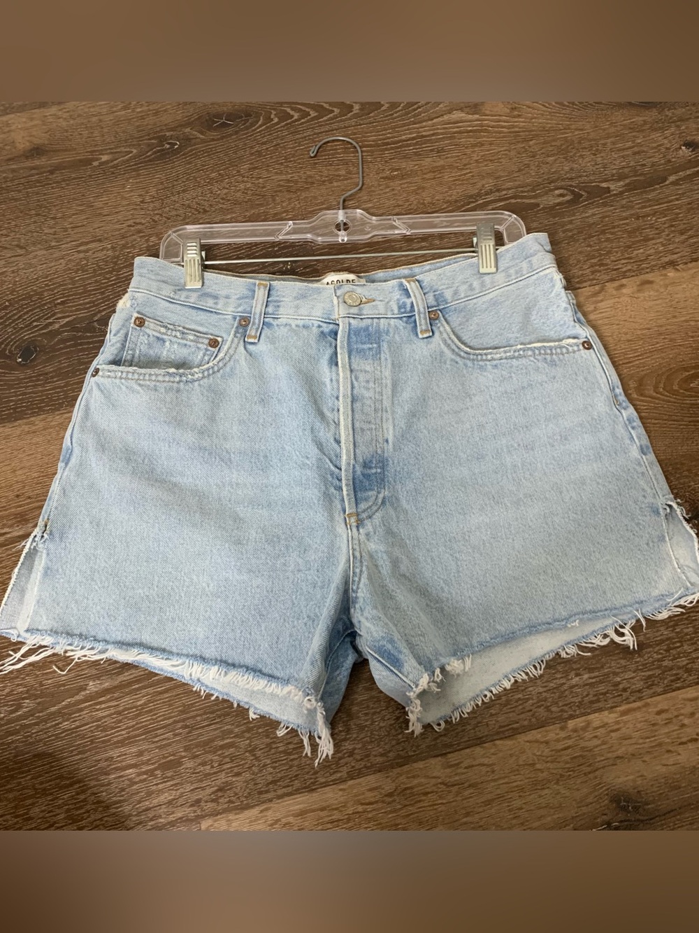 Agolde Womens blue Dee Short button fly jean shorts 30